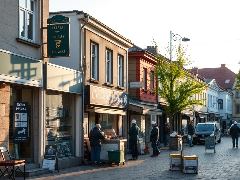 Mapa Leżajska z ikonami przedstawiającymi inwestycje z Funduszy Europejskich, podkreślająca rozwój i Fundusze Europejskie Leżajsk.