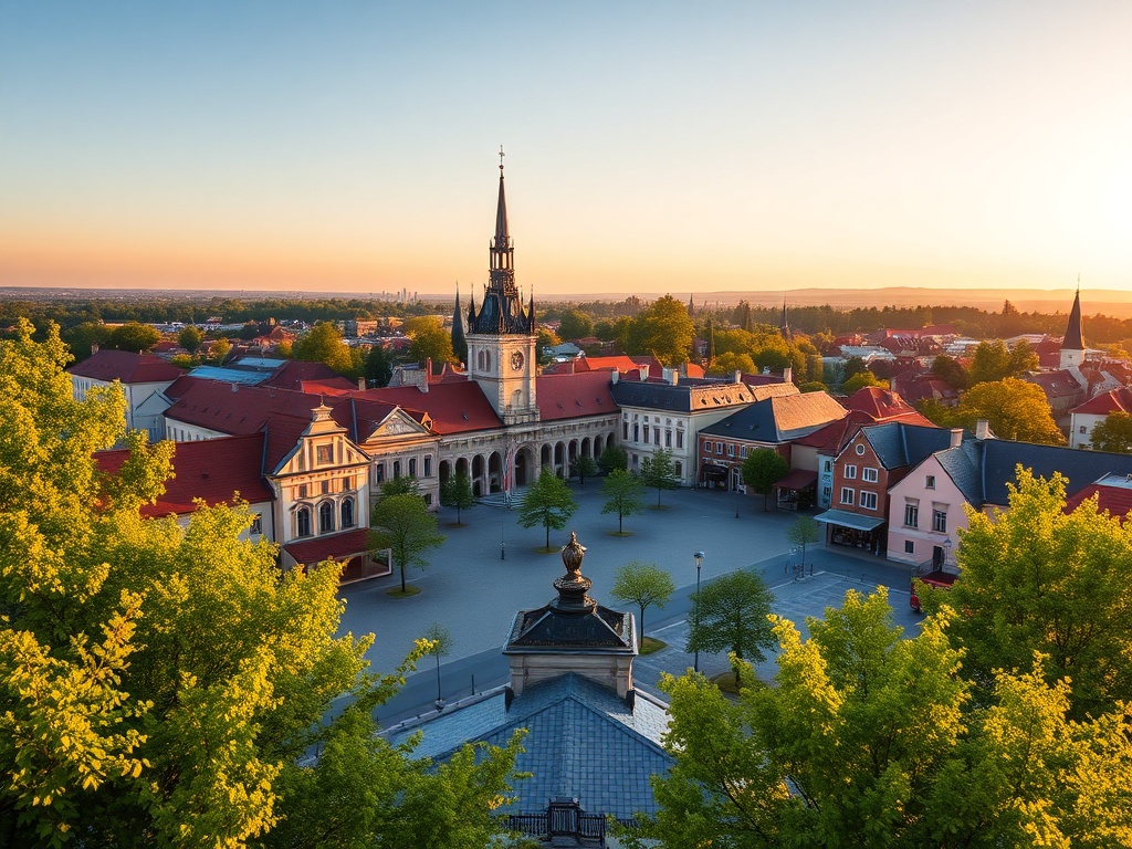 Widok na Bazylikę Zwiastowania NMP w Leżajsku podczas słonecznego dnia.